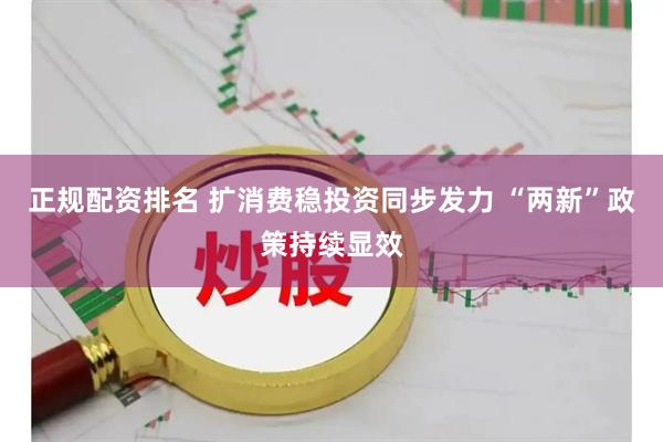 正规配资排名 扩消费稳投资同步发力 “两新”政策持续显效